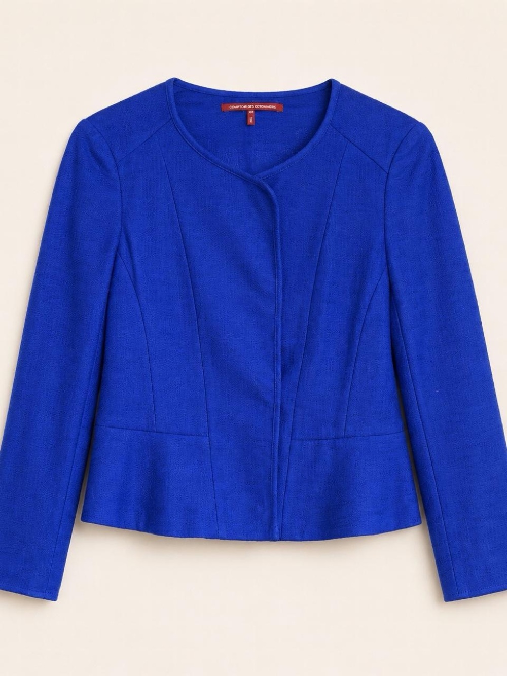 Comptoir Des Cotonniers Royal Blue Collarless Tailored Blazer